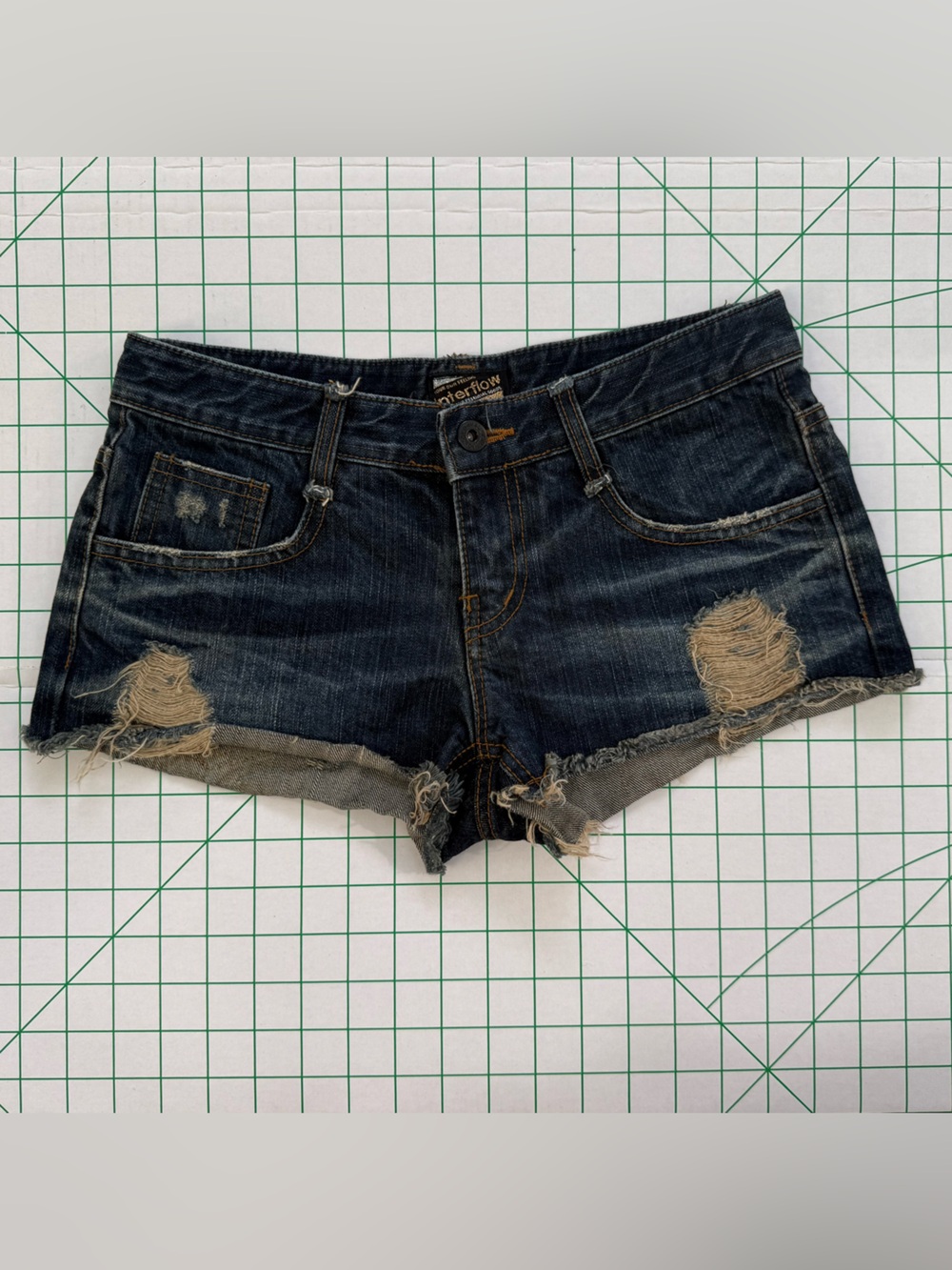 Interflow Distressed Dark Wash Denim Cutoff Shorts, Size 26⁠, Daisy Dukes